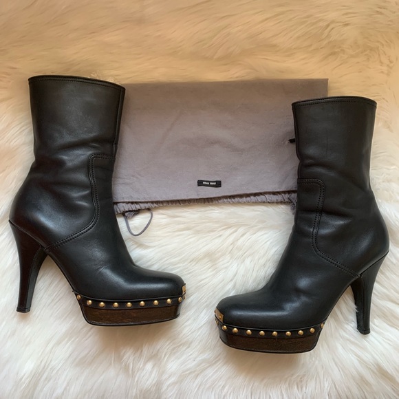 Miu Miu Shoes - Authentic MIU MIU by Prada Studded Platform Boots